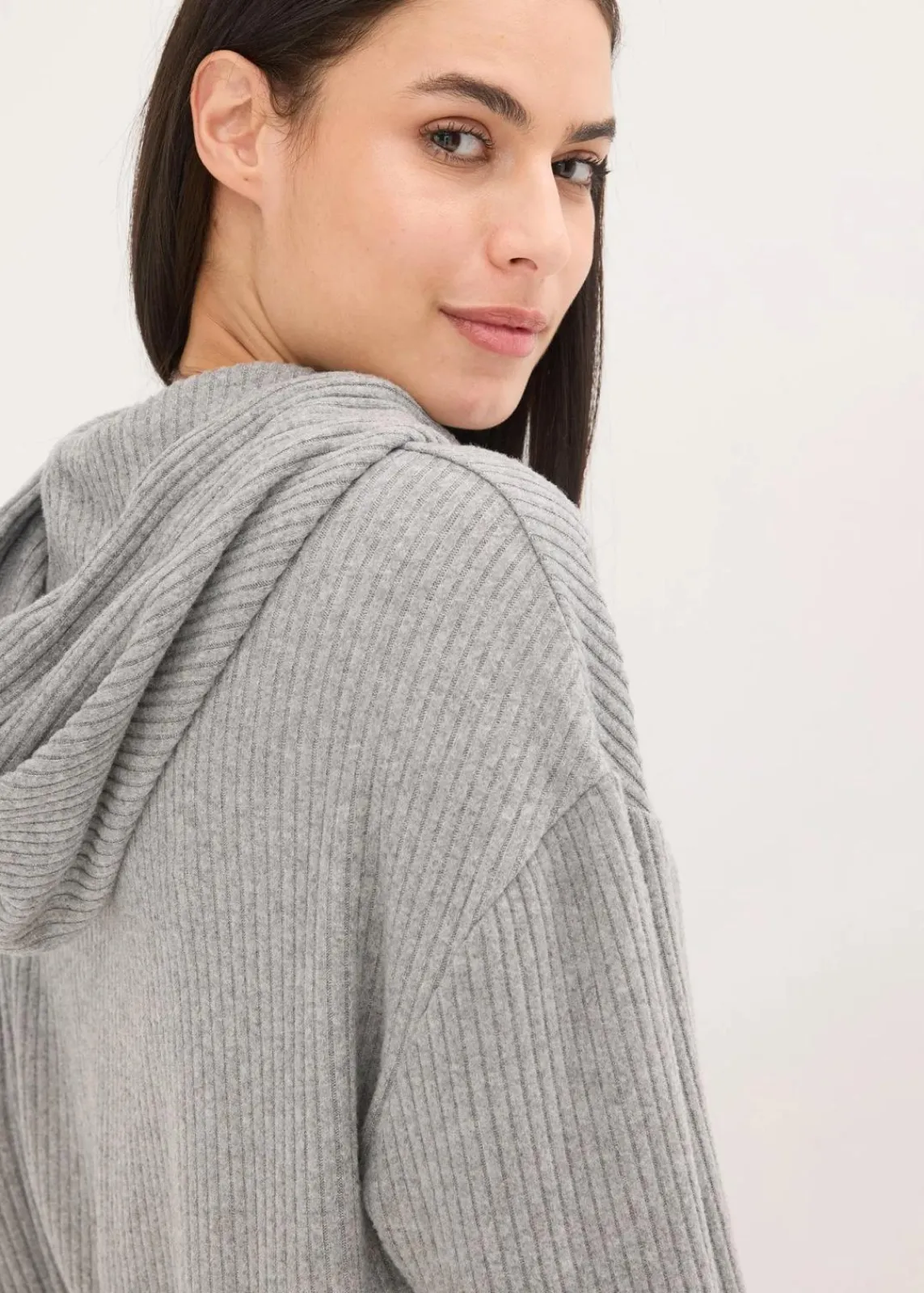 bonprix Wäsche·Homewear|Wäsche·Nachtwäsche^Weit geschnittener Loungewear Hausanzug aus weicher Rippe grau meliert