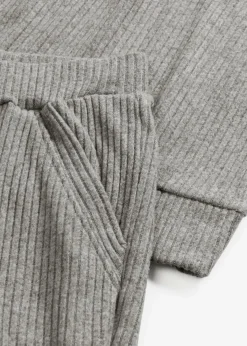 bonprix Wäsche·Homewear|Wäsche·Nachtwäsche^Weit geschnittener Loungewear Hausanzug aus weicher Rippe grau meliert