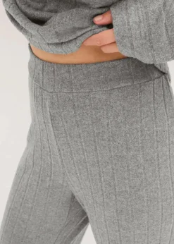 bonprix Nachtwäsche|Homewear^Weit geschnittener Loungewear Hausanzug aus weicher Rippe grau meliert