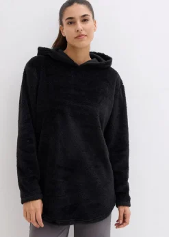 bonprix Homewear|Sportwäsche^Weit geschnittener Loungewear Kuschel-Fleece Longpullover schwarz