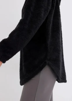 bonprix Homewear|Sportwäsche^Weit geschnittener Loungewear Kuschel-Fleece Longpullover schwarz