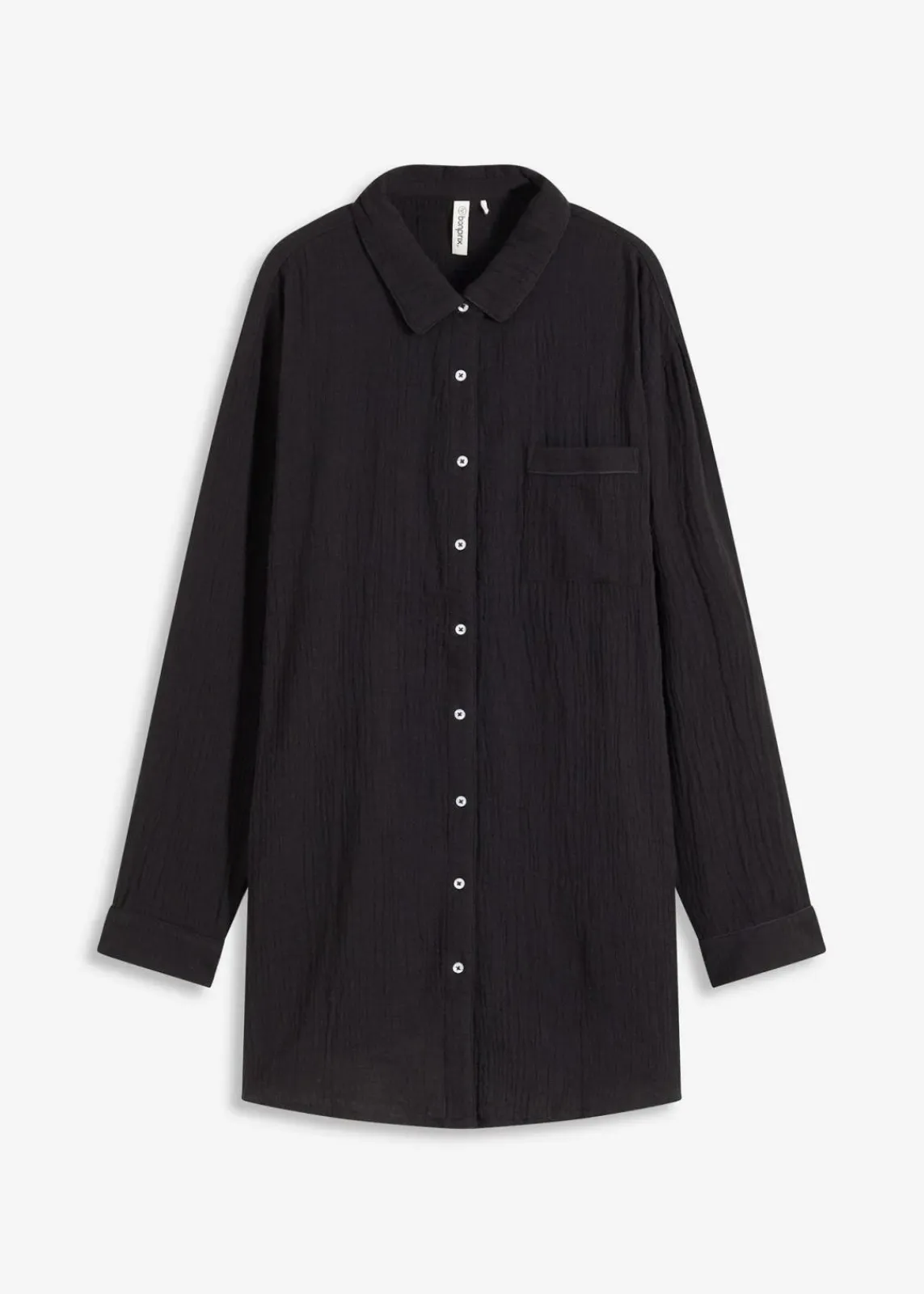 bonprix Wäsche·Homewear|Bekleidung·Strickmode^Weit geschnittenes Loungewear Nachthemd aus Musselin schwarz