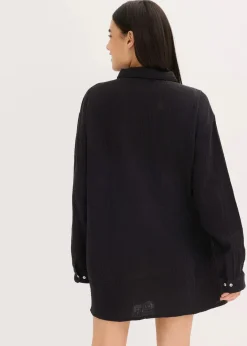 bonprix Wäsche·Homewear|Bekleidung·Strickmode^Weit geschnittenes Loungewear Nachthemd aus Musselin schwarz