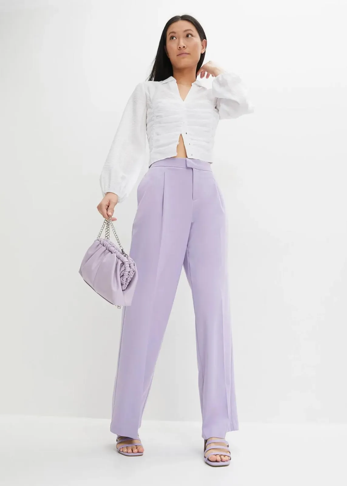 bonprix Nachhaltigere Materialien|Hosen^Weite Bundfaltenhose hellviolett