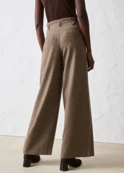 bonprix Bekleidung·Kleider|Premium^Weite Bundfaltenhose mit weichem Wollanteil dunkelbraun meliert