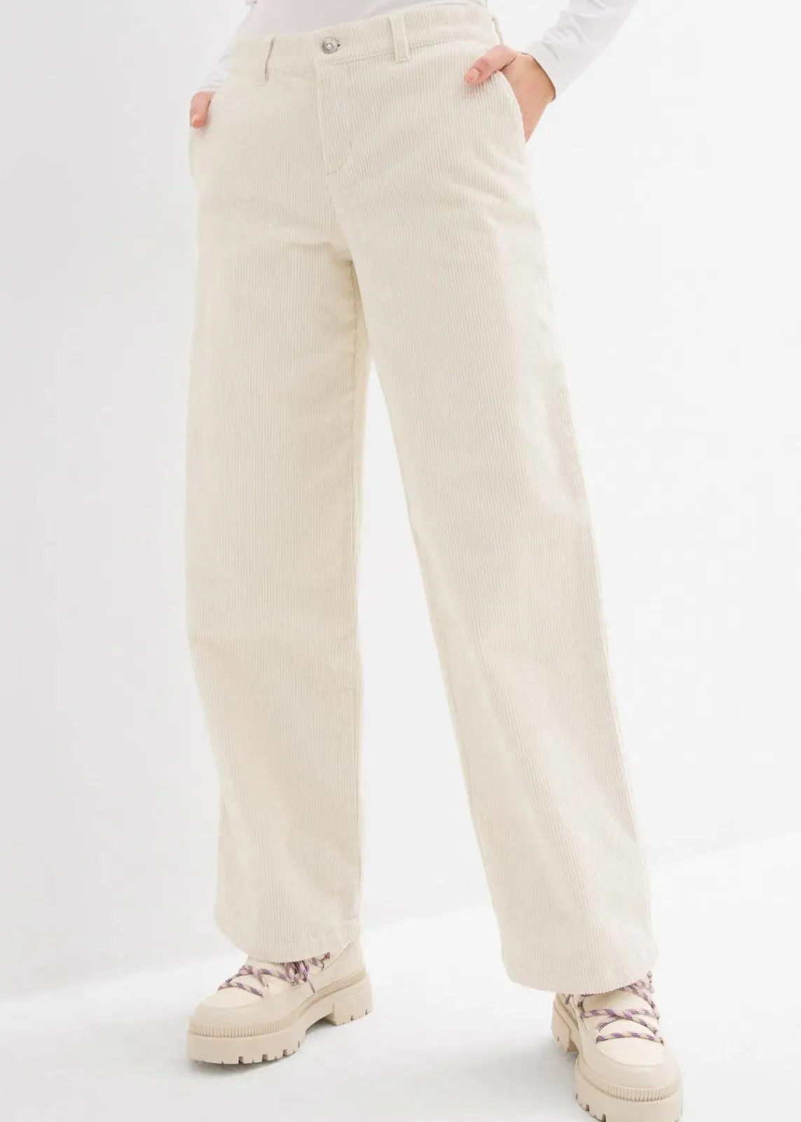 bonprix Bekleidung·Kleider|Hosen^Weite Cordhose perlweiß