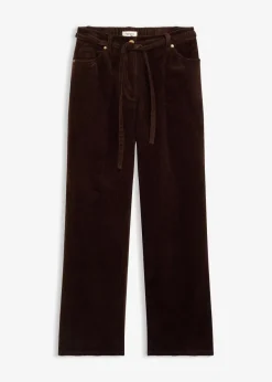 bonprix Bekleidung·Kleider|Hosen^Weite Cordhose mit Bindegürtel dunkelbraun