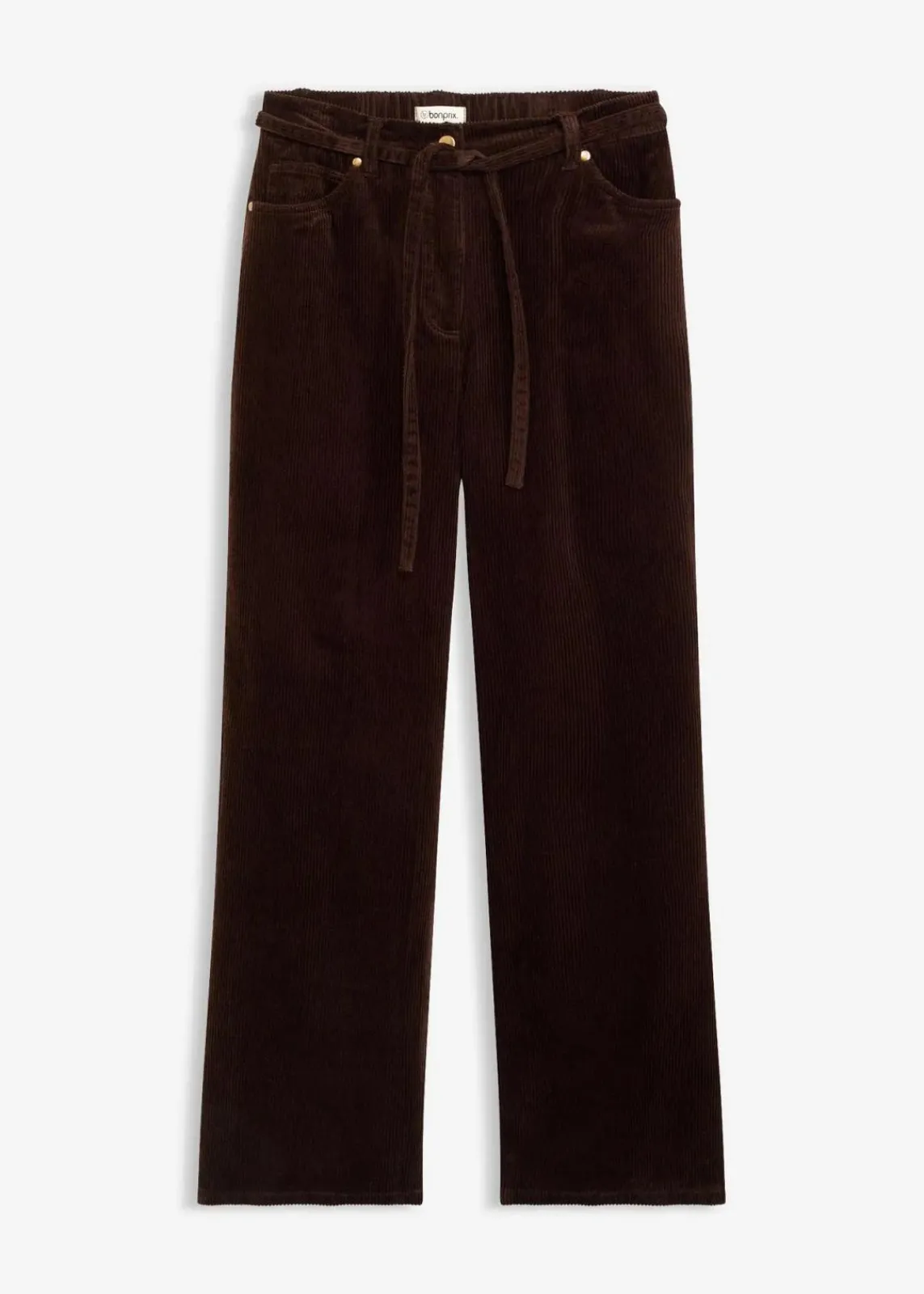 bonprix Bekleidung·Kleider|Hosen^Weite Cordhose mit Bindegürtel dunkelbraun