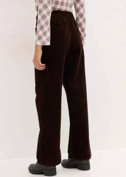 bonprix Bekleidung·Kleider|Hosen^Weite Cordhose mit Bindegürtel dunkelbraun