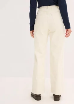 bonprix Hosen|Bekleidung·Kleider^Weite Cordhose mit Bindegürtel perlweiß