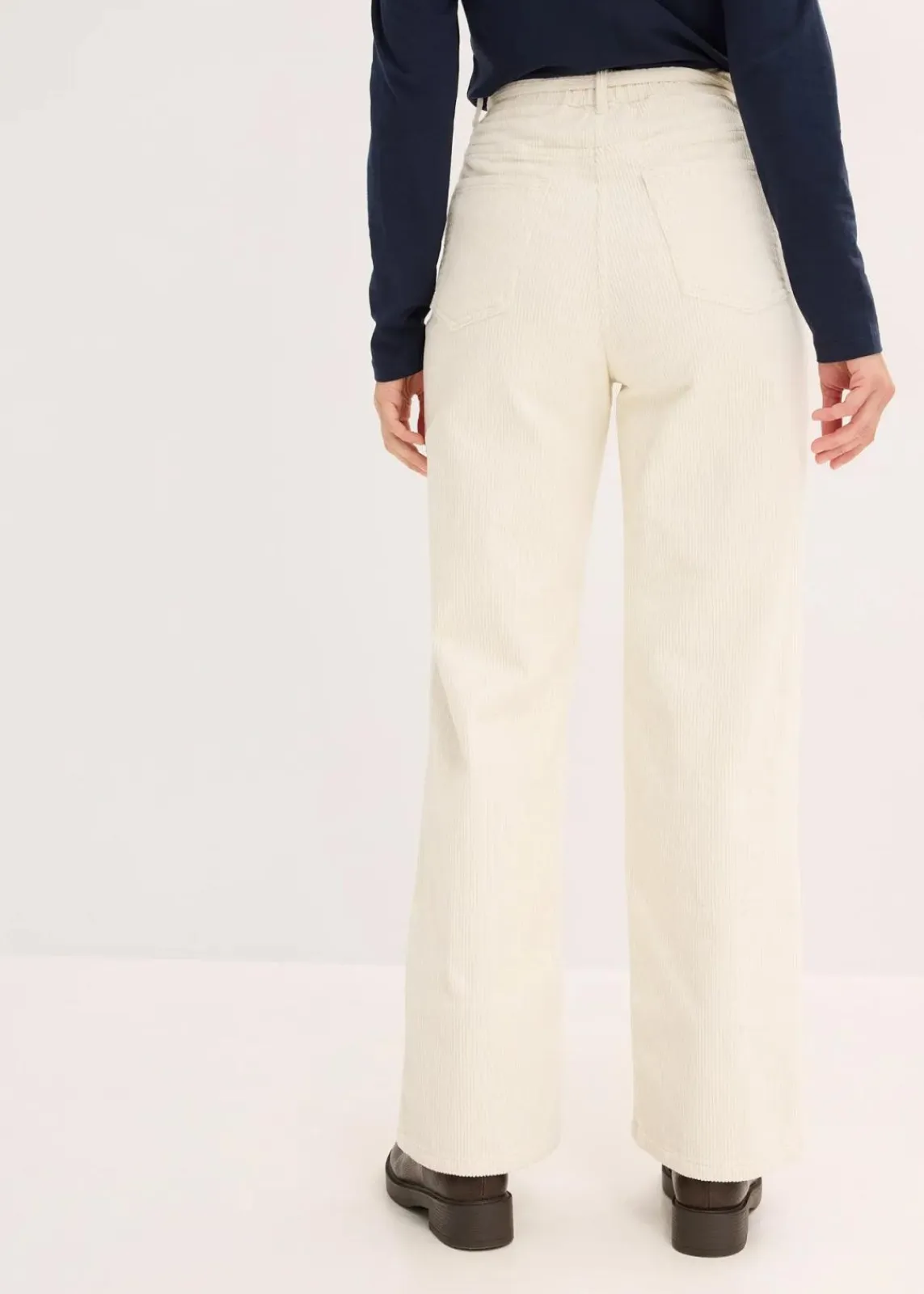 bonprix Hosen|Bekleidung·Kleider^Weite Cordhose mit Bindegürtel perlweiß