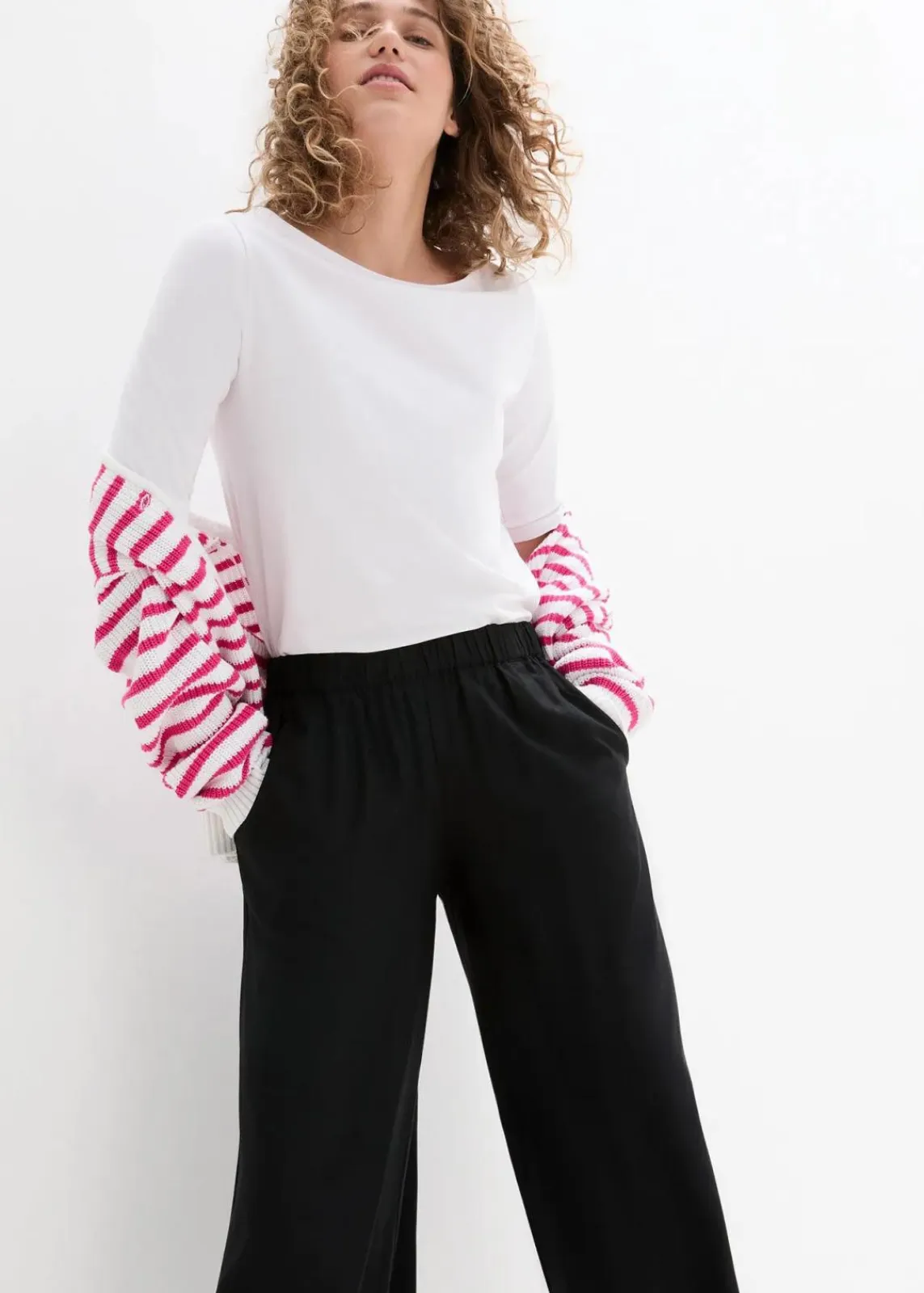bonprix Bekleidung·Kleider|Hosen^Weite Culotte aus nachhaltiger Viskose schwarz