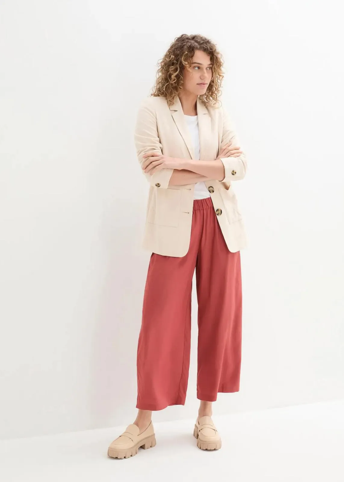 bonprix Nachhaltigere Materialien|Hosen^Weite Culotte aus nachhaltiger Viskose marsalabraun