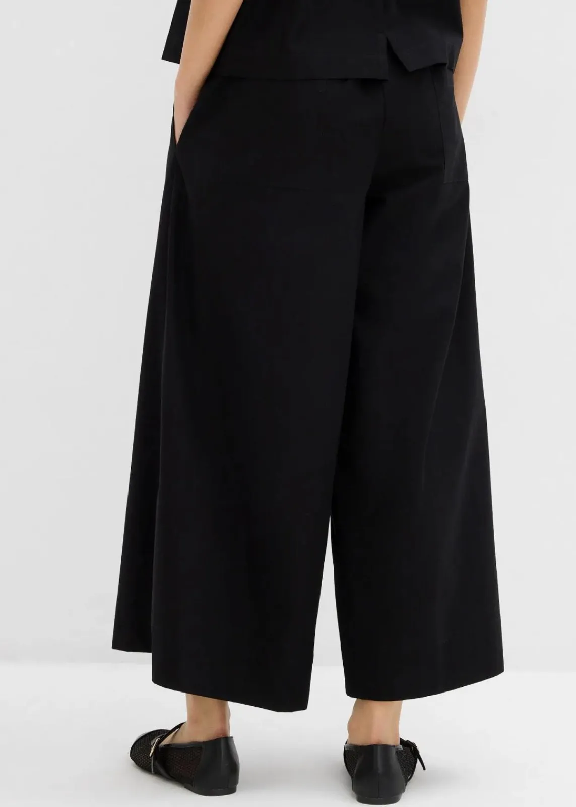 bonprix Hosen|Zweiteiler & Sets^Weite Culotte aus reiner Baumwolle schwarz