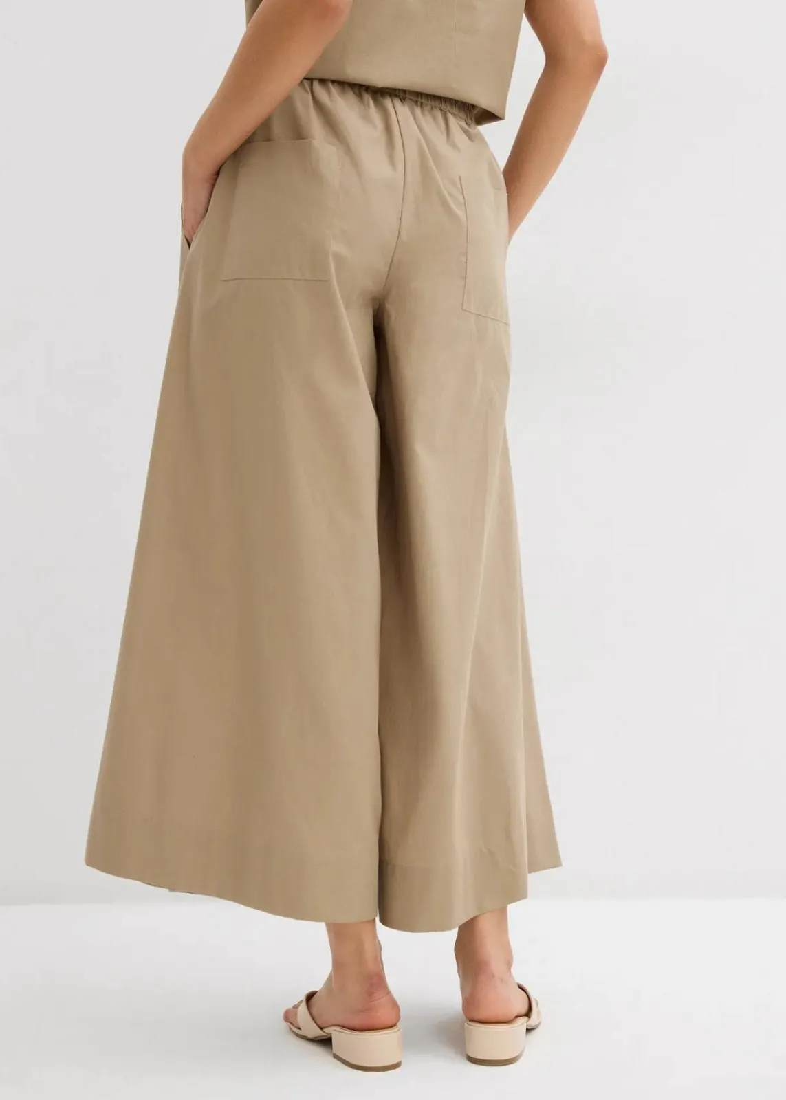 bonprix Bekleidung·Kleider|Zweiteiler & Sets^Weite Culotte aus reiner Baumwolle new khaki