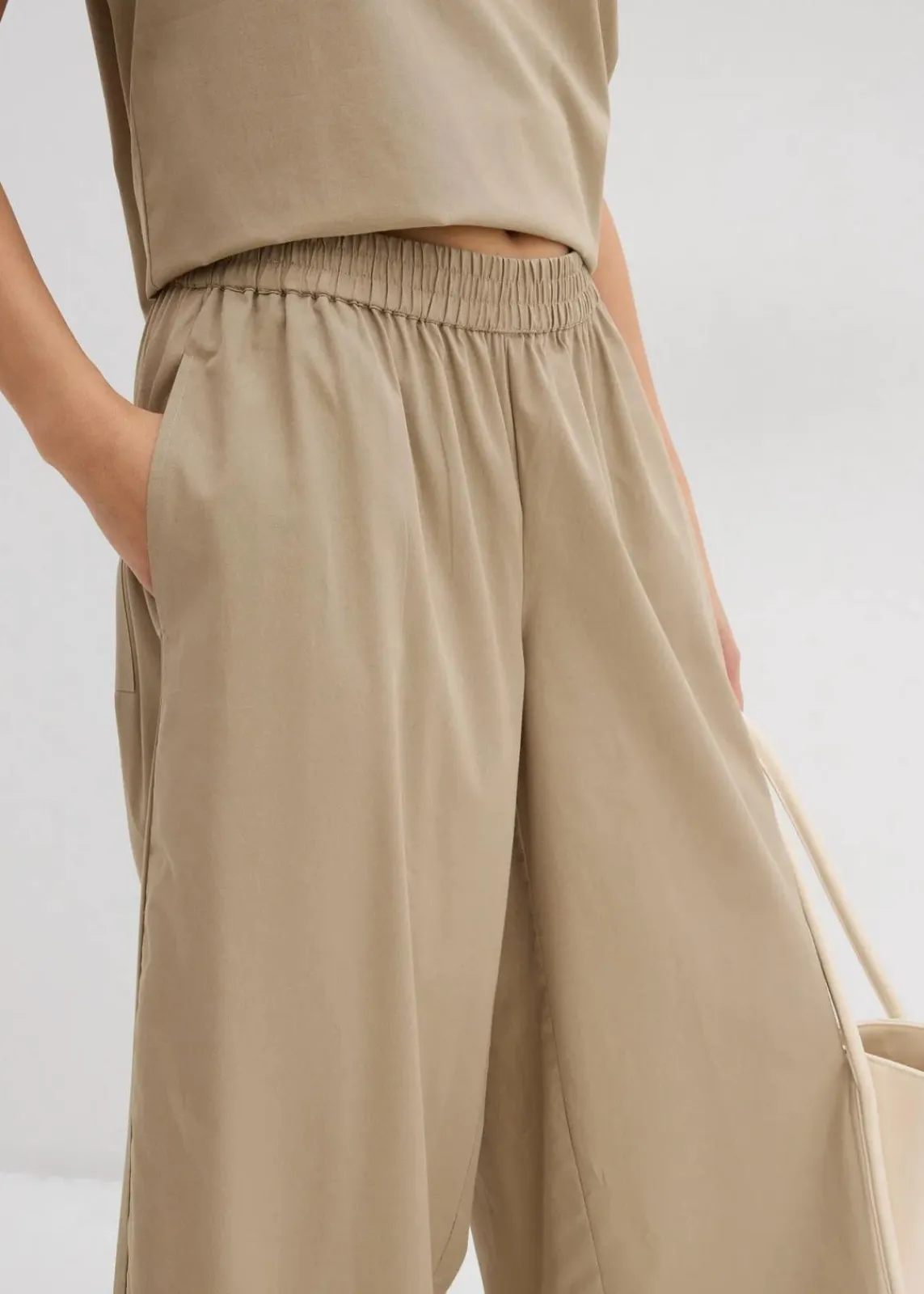 bonprix Bekleidung·Kleider|Zweiteiler & Sets^Weite Culotte aus reiner Baumwolle new khaki