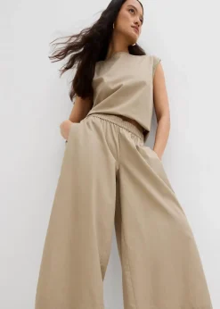 bonprix Bekleidung·Kleider|Zweiteiler & Sets^Weite Culotte aus reiner Baumwolle new khaki
