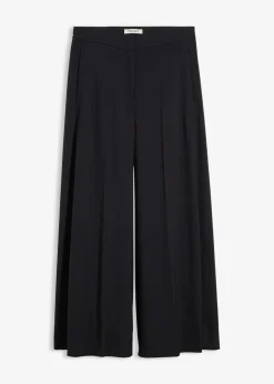 bonprix Bekleidung·Kleider|Hosen^Weite fließende Hose mit Komfortbund schwarz