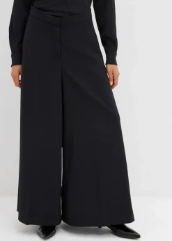 bonprix Bekleidung·Kleider|Hosen^Weite fließende Hose mit Komfortbund schwarz