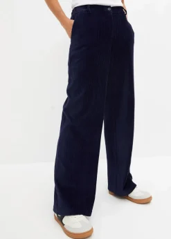 bonprix Bekleidung·Kleider|Hosen^Weite Hose aus Ripp-Samt dunkelblau