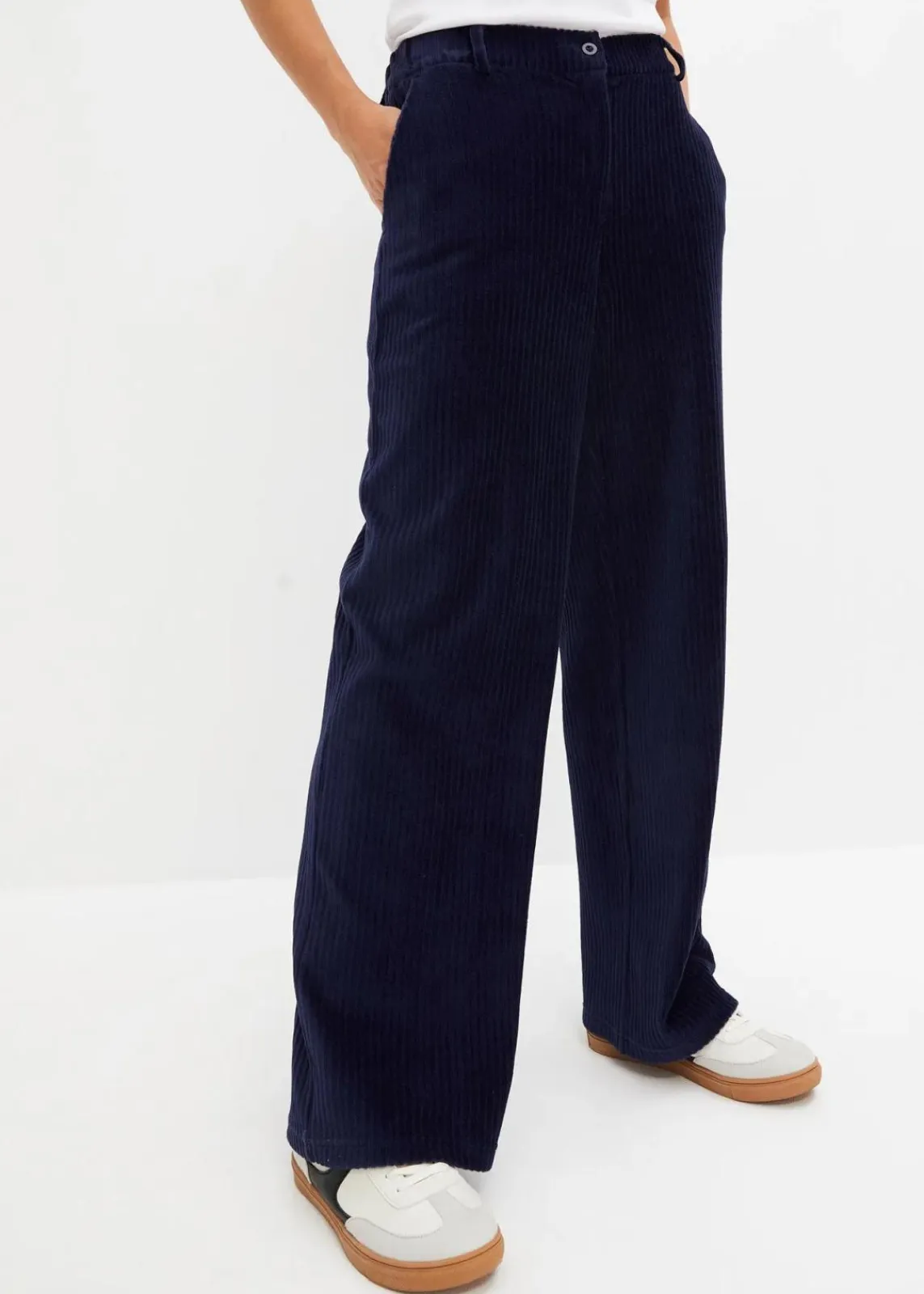 bonprix Bekleidung·Kleider|Hosen^Weite Hose aus Ripp-Samt dunkelblau