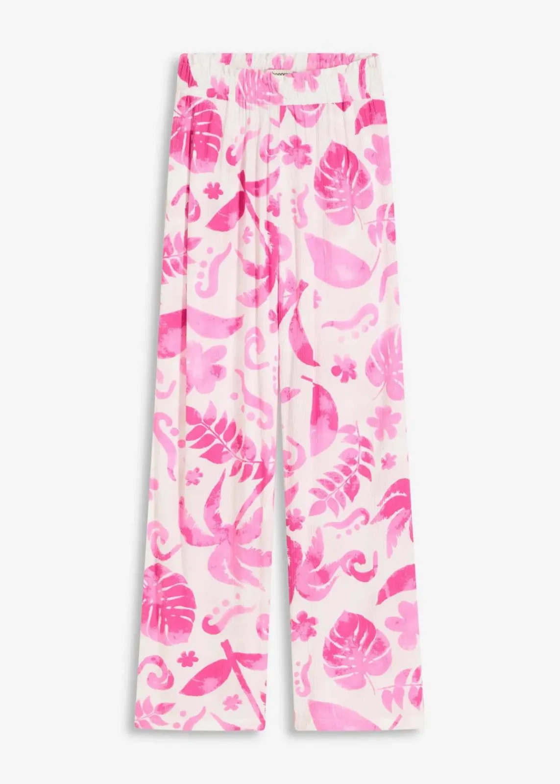 bonprix Nachhaltigere Materialien|Hosen^Weite Hose aus strukturierter Viskose weiß/fuchsia floral