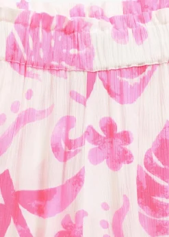 bonprix Nachhaltigere Materialien|Hosen^Weite Hose aus strukturierter Viskose weiß/fuchsia floral