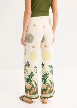 bonprix Bekleidung·Kleider|Hosen^Weite Hose aus Viskose mit Bordürenprint cremeweiß bedruckt