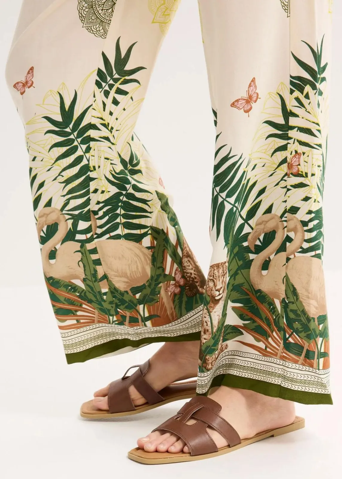 bonprix Bekleidung·Kleider|Hosen^Weite Hose aus Viskose mit Bordürenprint cremeweiß bedruckt