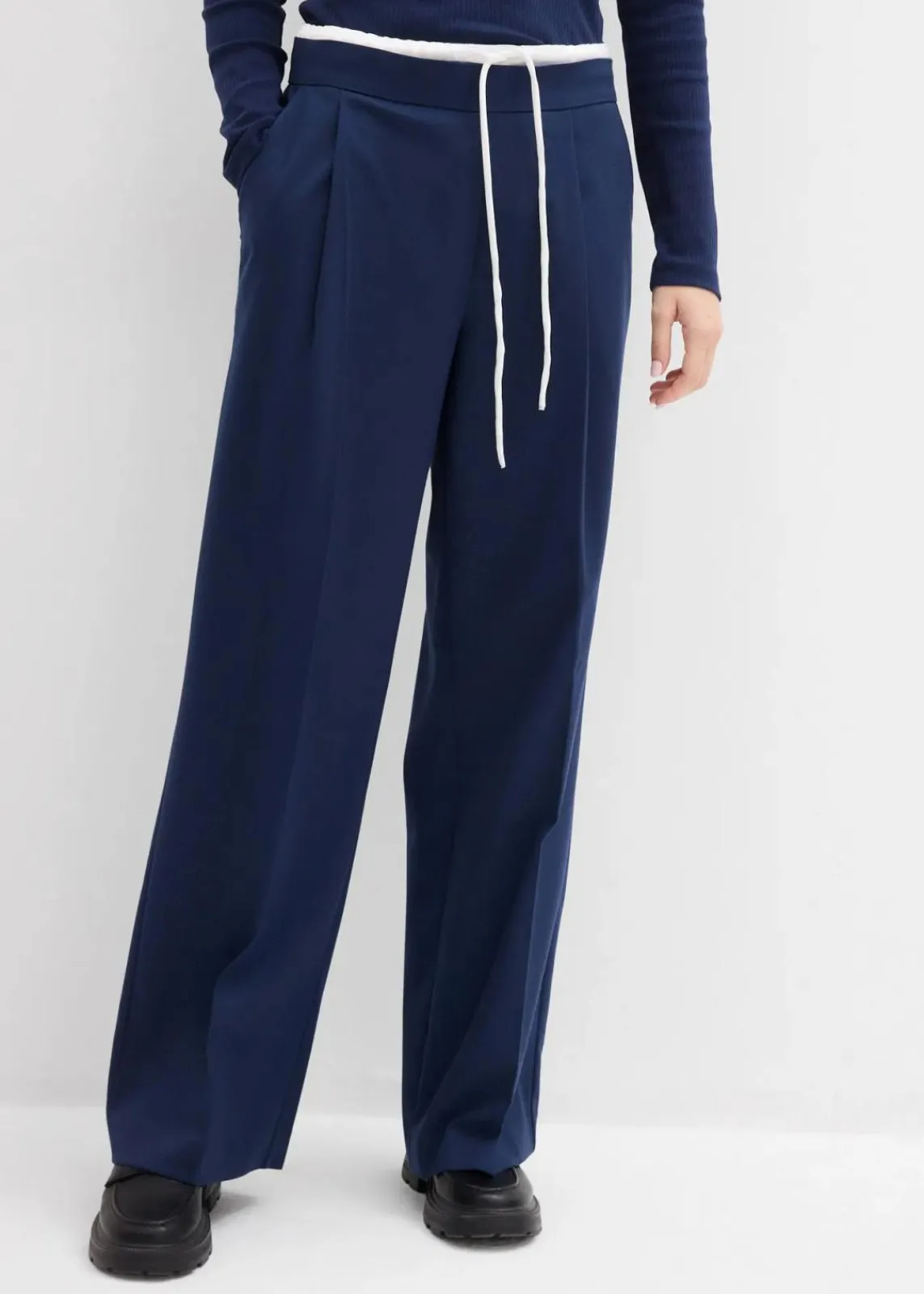 bonprix Hosen|Bekleidung·Kleider^Weite Hose aus Viskose-Mix dunkelblau