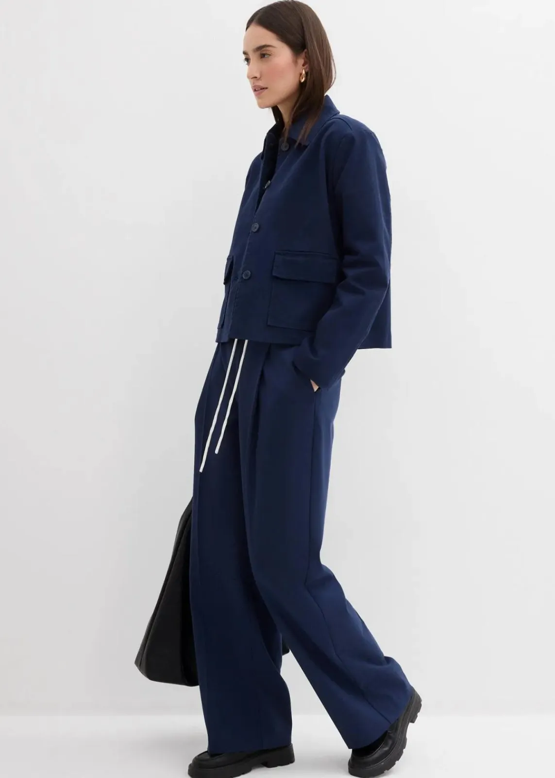 bonprix Hosen|Bekleidung·Kleider^Weite Hose aus Viskose-Mix dunkelblau