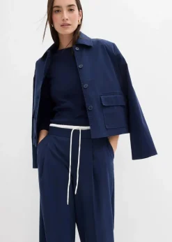 bonprix Hosen|Bekleidung·Kleider^Weite Hose aus Viskose-Mix dunkelblau