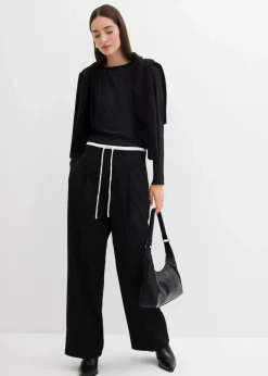 bonprix Hosen|Bekleidung·Kleider^Weite Hose aus Viskose-Mix schwarz