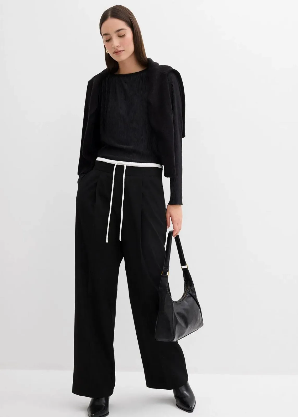 bonprix Hosen|Bekleidung·Kleider^Weite Hose aus Viskose-Mix schwarz