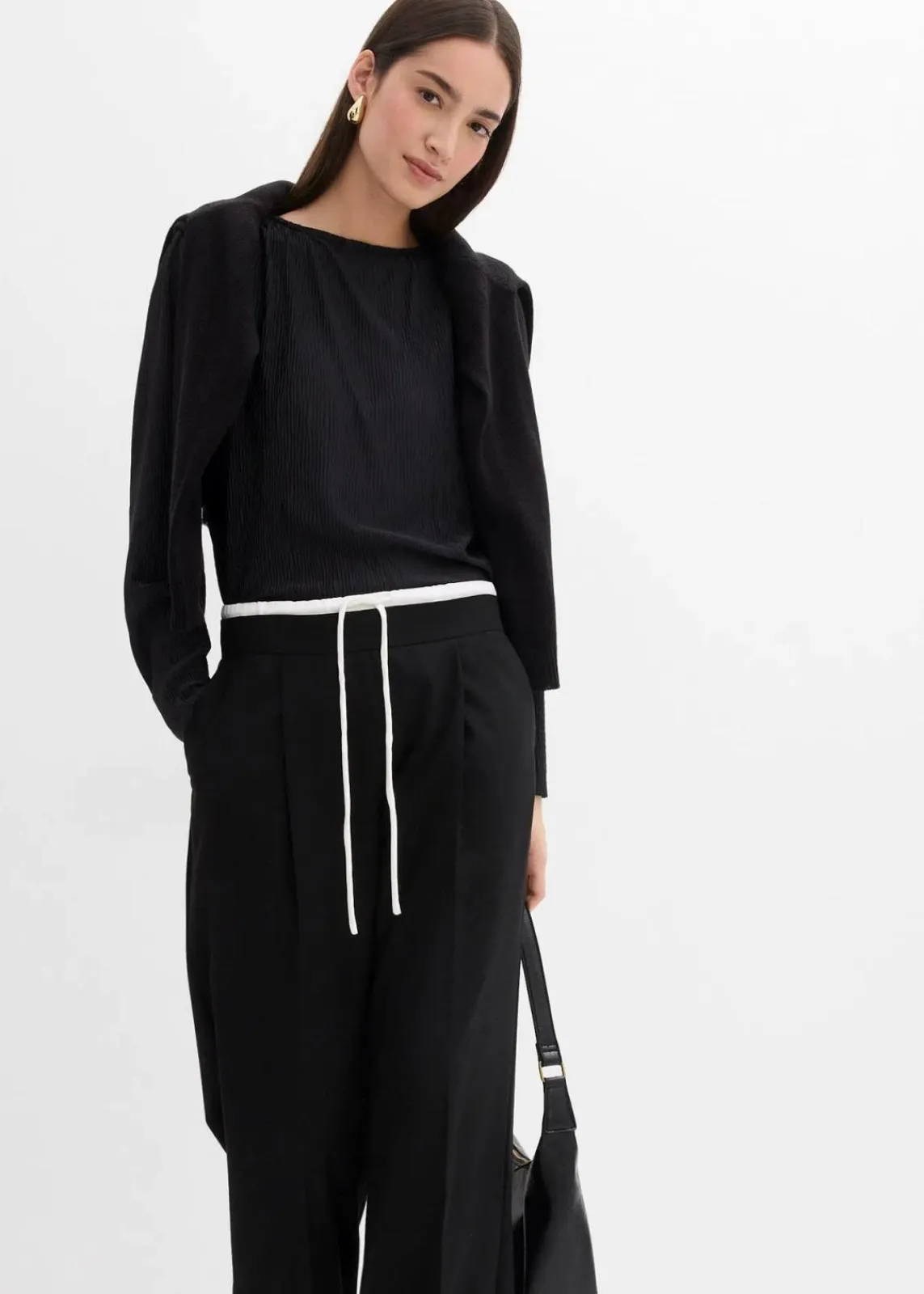bonprix Hosen|Bekleidung·Kleider^Weite Hose aus Viskose-Mix schwarz