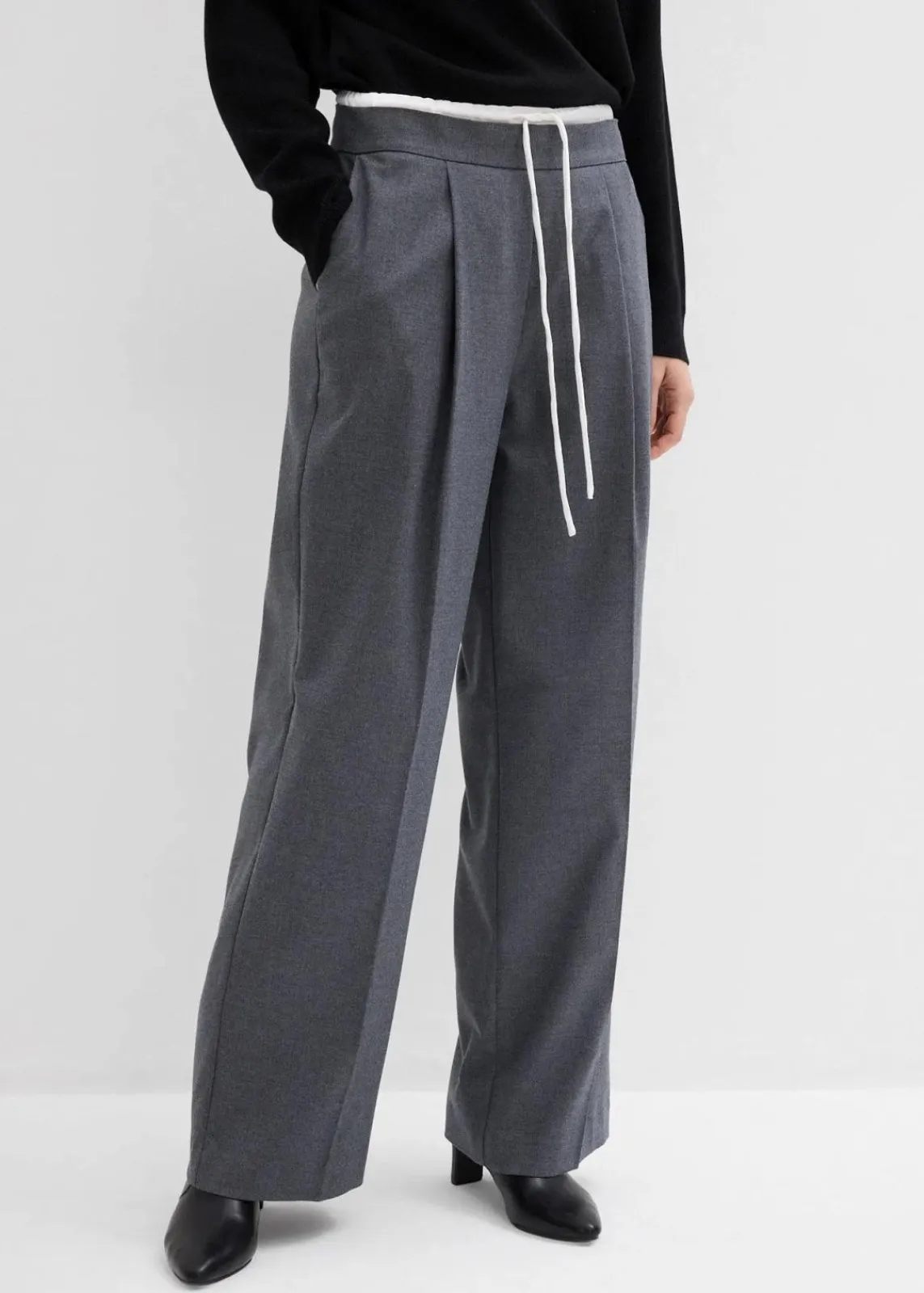 bonprix Bekleidung·Kleider|Hosen^Weite Hose aus Viskose-Mix anthrazit meliert