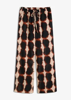 bonprix Bekleidung·Kleider|Zweiteiler & Sets^weite Hose mit Batik-Print schwarz/beige bedruckt