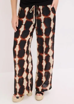 bonprix Bekleidung·Kleider|Zweiteiler & Sets^weite Hose mit Batik-Print schwarz/beige bedruckt