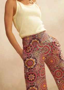 bonprix Bekleidung·Kleider|Hosen^Weite Jersey-Culotte mit breitem Smockbund, 7/8-Länge abendrot paisley