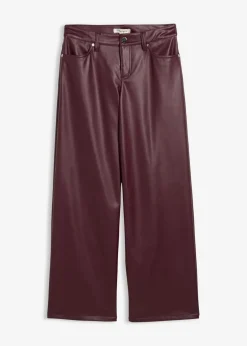 bonprix Bekleidung·Kleider|Hosen^Weite Lederimitat-Hose weinrot