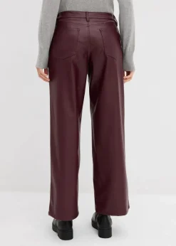 bonprix Bekleidung·Kleider|Hosen^Weite Lederimitat-Hose weinrot