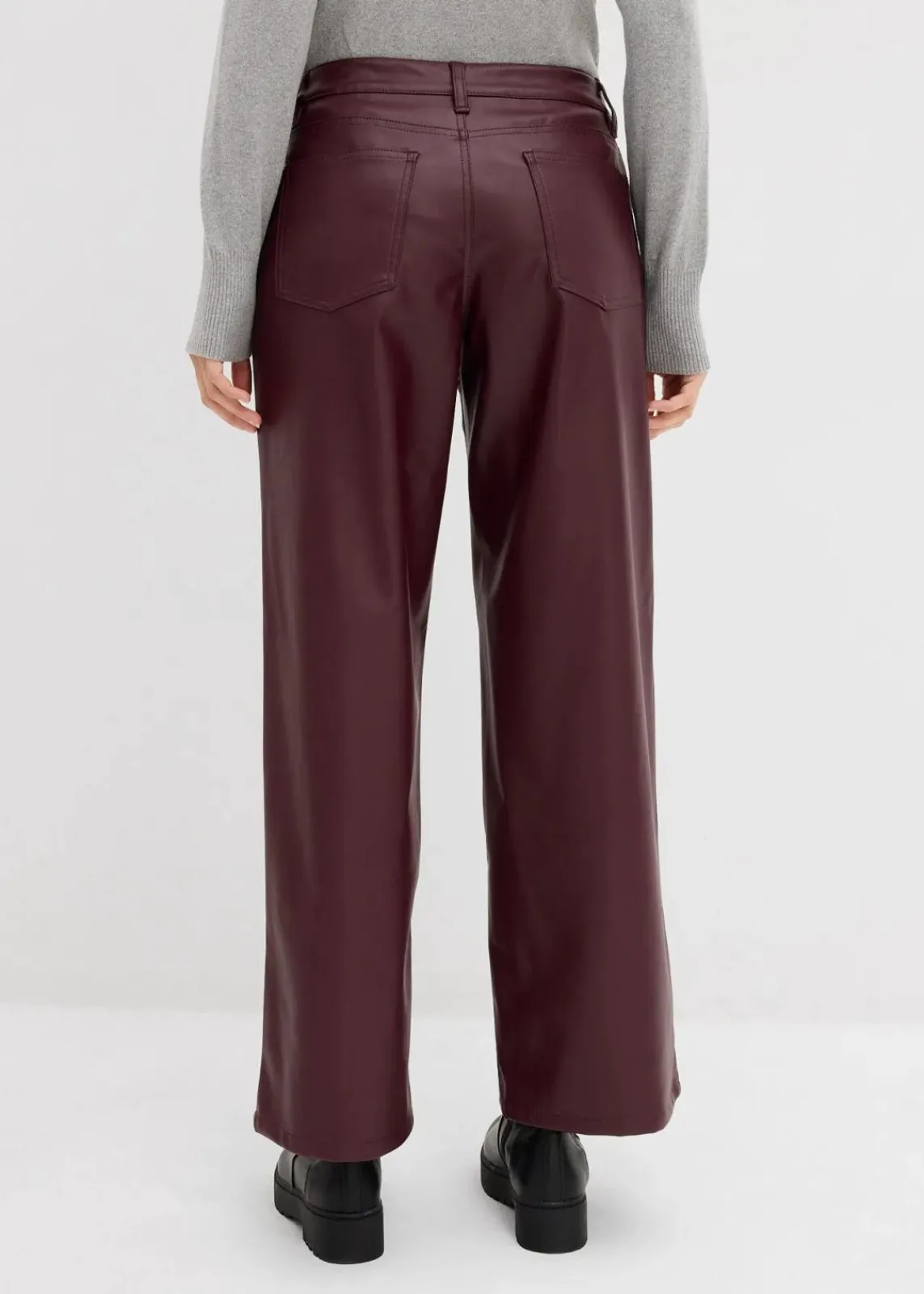 bonprix Bekleidung·Kleider|Hosen^Weite Lederimitat-Hose weinrot