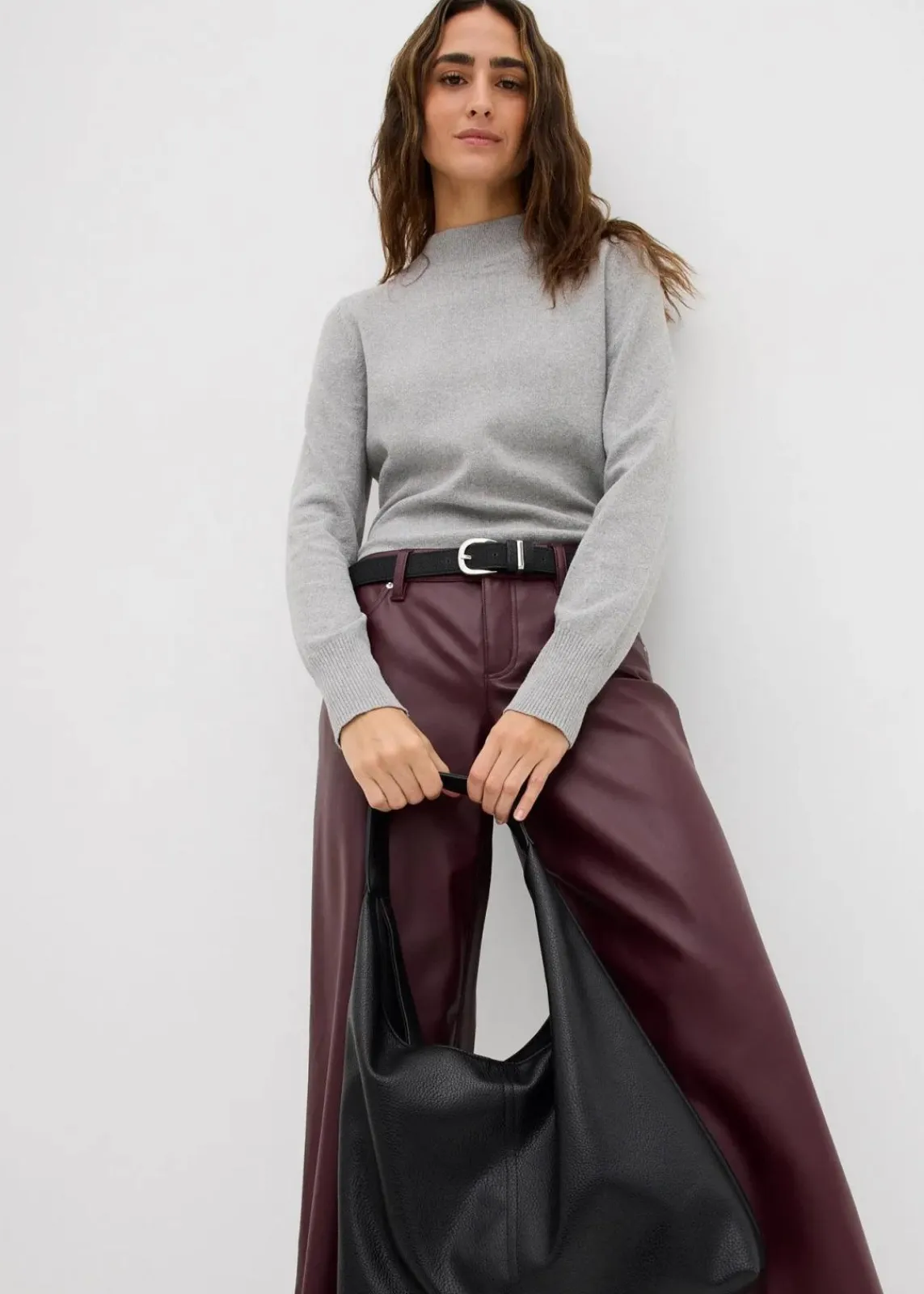 bonprix Bekleidung·Kleider|Hosen^Weite Lederimitat-Hose weinrot