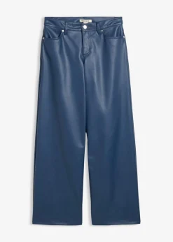 bonprix Nachhaltigere Materialien|Hosen^Weite Lederimitat-Hose tiefblau