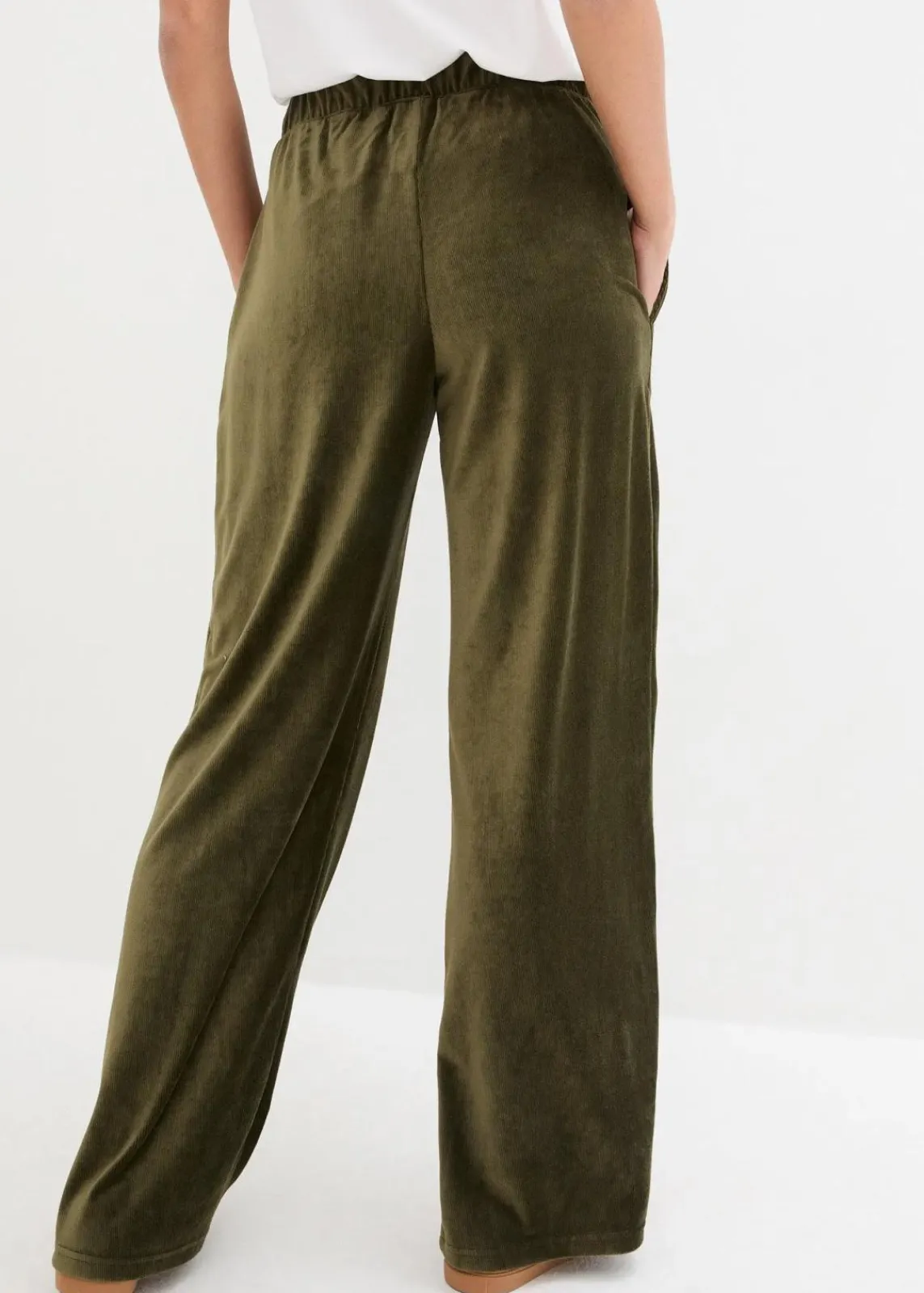 bonprix Bekleidung·Kleider|Hosen^Weite Schlupfhose in Cordoptik dunkeloliv