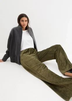 bonprix Bekleidung·Kleider|Hosen^Weite Schlupfhose in Cordoptik dunkeloliv