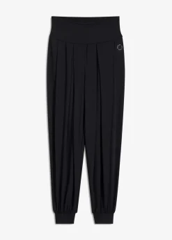 bonprix Bekleidung·Sweat|Bekleidung·Kleider^Weite Sporthose mit umklappbaren Bund schwarz