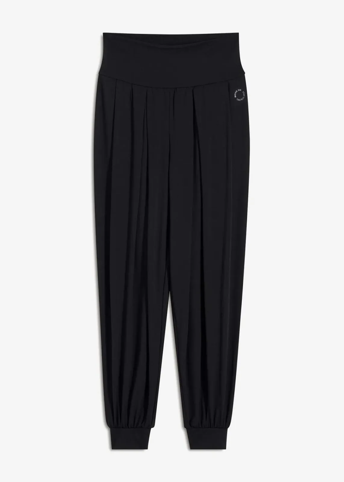 bonprix Bekleidung·Sweat|Bekleidung·Kleider^Weite Sporthose mit umklappbaren Bund schwarz