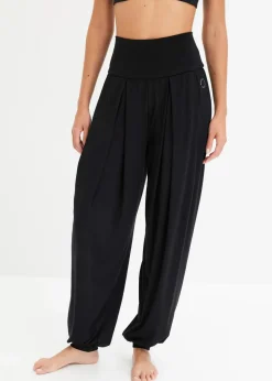 bonprix Bekleidung·Sweat|Bekleidung·Kleider^Weite Sporthose mit umklappbaren Bund schwarz