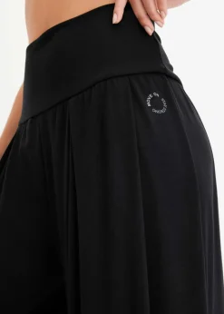 bonprix Bekleidung·Sweat|Bekleidung·Kleider^Weite Sporthose mit umklappbaren Bund schwarz